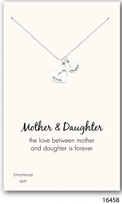 Two mother daughter hearts silver pendant